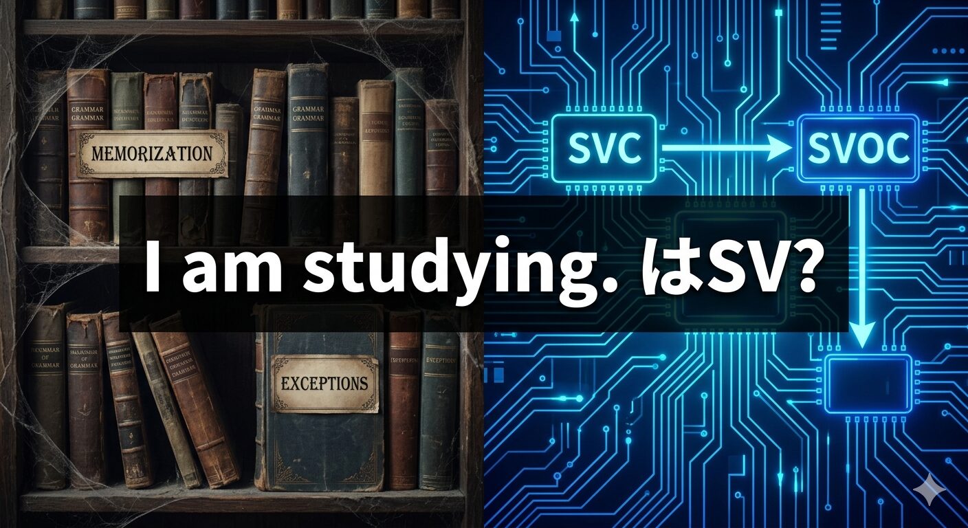 【衝撃】I am studying. は何文型？800ページの文法書が教えない「英語OS」の真実